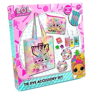 Image of L.O.L. Surprise! Tie Dye Accessories Set Kit Containing: 1 Tote Bag, Scrunchie, Purse, Head Band and LOL Surprise Gift Arts Crafts Gifts for Girls Toys