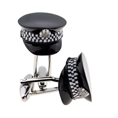 Image of Police Officers Cap Cufflinks Presented in a Cufflink Box