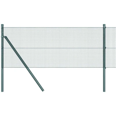 Image of vidaXL Welded Wire Fence with 13 Posts Green 0.6x25 m Steel