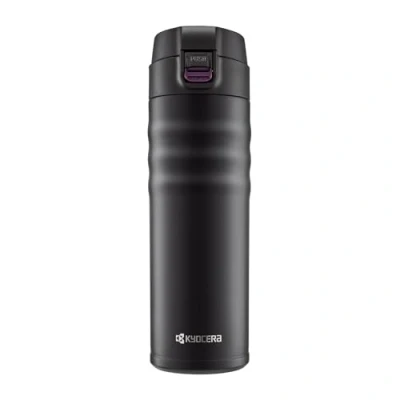 Image of Kyocera MB 17F BK Flip Top Ceramic Coated Travel Mug, Stainless Steel, Black, 500ml