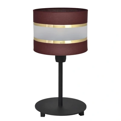 Image of Helen Table Lamp With Round Shade Brown, Gold, Black 20cm