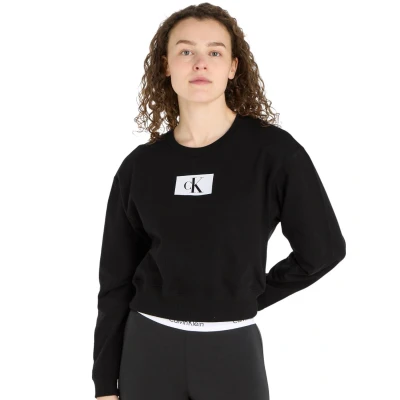 Image of Calvin Klein Women&#039;s L/S Sweatshirt 000qs6942e Pullovers, Black (Black), L