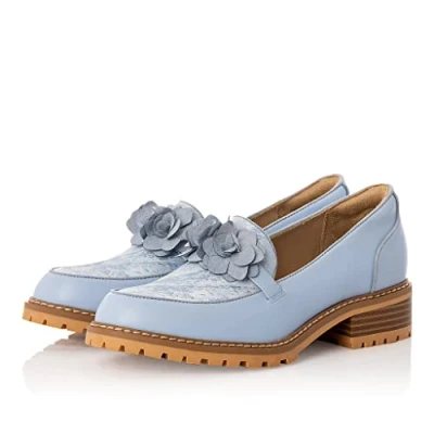 Image of Ruby Shoo Women&#039;s Gigi Powder Blue Loafer Pumps UK 6