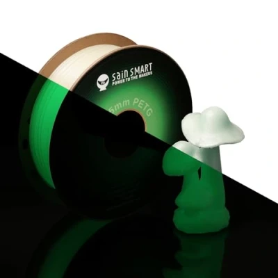 Image of SainSmart Grow in The Dark Green PETG Filament, 1.75mm PRO 3 3D Printer Glow Green, 2.2 LBS (1KG) Spool, Dimensional Accuracy +/ 0.02mm