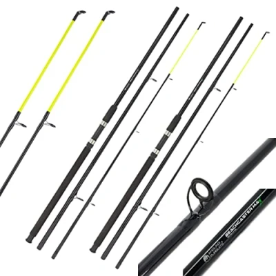 Image of 2 x AP Beachcaster Fishing Rods 12ft 3pc Rod Sea Surf Beach Pier Travel