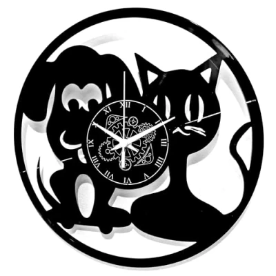 Image of Vinyl Record Clock Vintage Gift Handmade Instant Karma Pets Cats Dogs Cat Dog