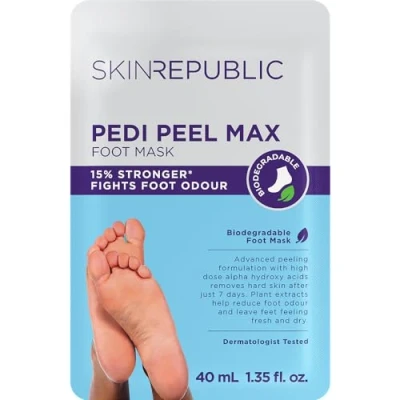 Image of Skin Republic Pedi Foot Peel Max 15% Stronger Acids for Removing Severely Dry &amp; Cracked Heels Effectively Eliminates Odour (Pack of 1)