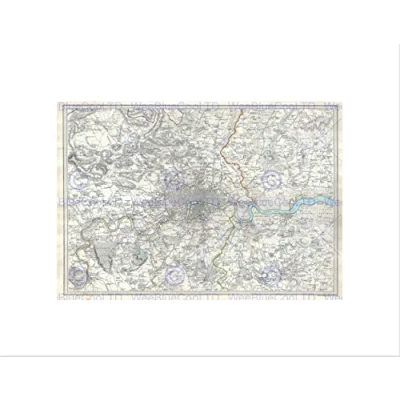 Image of Wee Blue Coo Map Illustrated Antique Sduk London Wall Art Print