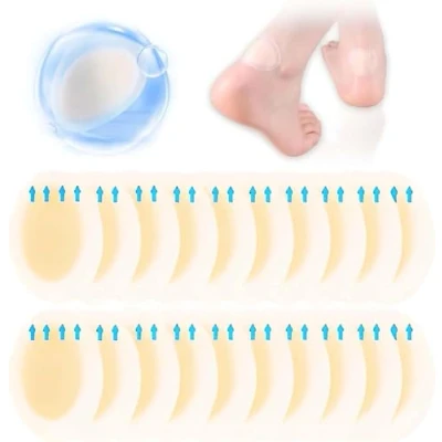 Image of AUXHCYL Blister Plasters for Feet 20PCS Hydrocolloid Plaster Bandages Gel Cushion Pads Sterile Adhesive Wound Dressing Waterproof Invisible Heel Foot Toe Toes and Guard Skin