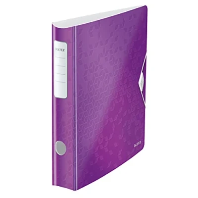 Image of Leitz Lever Arch File, Metallic purple, A4, Curved spine 50mm width, Elastic fastening, Light polyfoam, WOW Range, 11070062