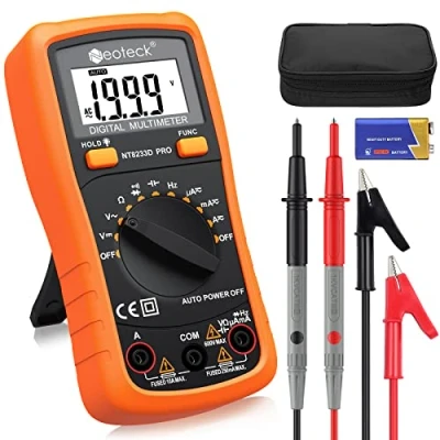 Image of Neoteck Auto Ranging Digital Multimeter AC/DC Voltage Current Ohm Capacitance Frequency Diode Transistor Audible Continuity, Multi Tester with Backlit LCD
