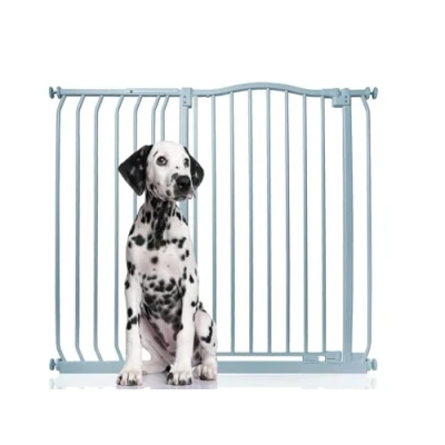 Image of Bettacare Extra Tall Curved Top Dog Gate, 107cm 116cm, Matt Grey, 100cm in Height, Pressure Fit Pet Gate for and Puppy, Barrier, Easy Installation