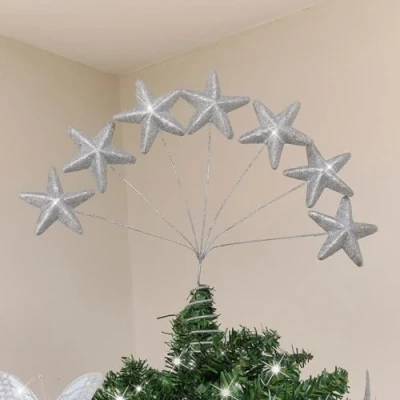 Image of Melody Maison Silver Multi Star Christmas Tree Topper