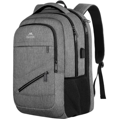 Image of MATEIN Laptop Backpack, 17 Inch College Backpack for High School, Large Travel Water Resistant Bag Business Work with USB Charger Port, Anti Theft TSA Rucksack Men Women, Grey