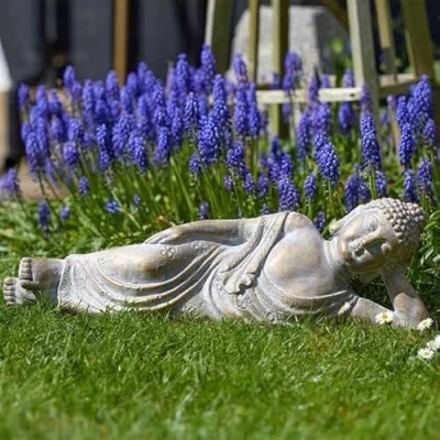 Image of garden Mile Large Reclining Lucky buddha Ornaments for the home and Fung Shui Meditation Waterproof Indoor or Outdoor Decorations patio room decor
