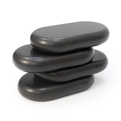 Image of Master Massage Basalt Hot Stone, 4 Pieces Natural Crescent Stone Set, for Spa Beauty, Extra Large Flat Ovular Black (XXL(15x 8.5X 2.7 cm))