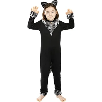 Image of Funidelia Cat Costumes for girl Animals, Kitten kids, accessory fancy dress &amp; props Halloween, carnival parties Size 7 9 years Grey/Silver