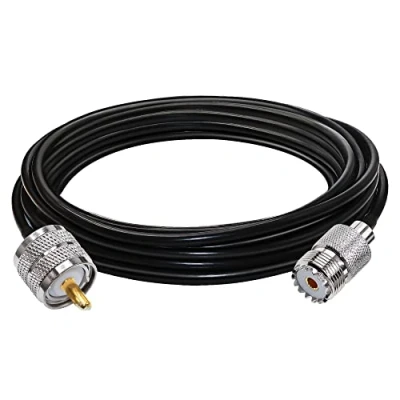 Image of TUOLNK UHF Female to Male Extension Cable SO239 RF Coax RG58 PL259 Low Loss Coaxial for Two Way Radio/CB Radio/Wireless LAN Devices 16.4ft(5M)