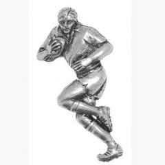 Image of Gift Boxed Pewter Rugby Player Badge pin or Brooch for Scarf, Tie, Hat, Coat Bag