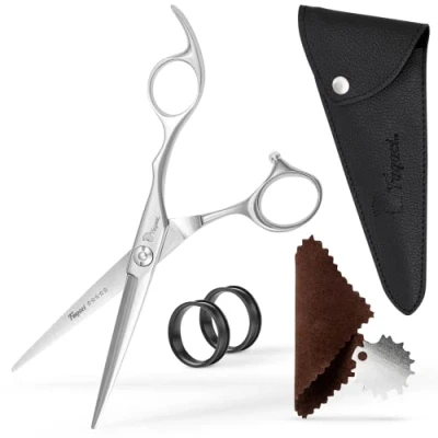 Image of Fagaci Hairdressing Scissors Professional Extremely Sharp Blades, Fine Cutting 440C Steel Hair Scissor, for Women &amp; Men, Barber Set, Dress