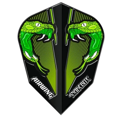Image of RED DRAGON Airwing Unique Moulded Peter Wright Snakebite Green Standard Dart Flights 1 Set Per Pack (3 in total)