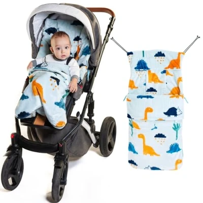 Image of Buggysnuggle Universal Snuggle Fur Baby Stroller Footmuff Bunting Bag, 2 in 1 Seat Liner &amp; Pushchair to Keep Warm Dry, Jurassic Roar