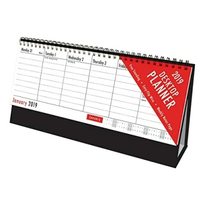 Image of Tallon International 2019 Red and Black Desktop Flip Calendar