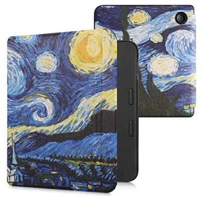 Image of kwmobile Case Compatible with Kobo Libra 2 eReader Cover Starry Night Blue/Yellow