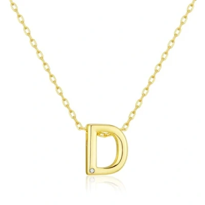 Image of Philip Jones Gold Plated Initial Necklaces A to Z Created with Zircondia® Crystals (D)