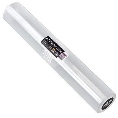 Image of WestonBoxes Storage Tube for Posters, Prints, Drawings &amp; Artwork, Clear Plastic with a 50/50 Screw Split (1, A2, Diameter 65mm / Length 440mm)