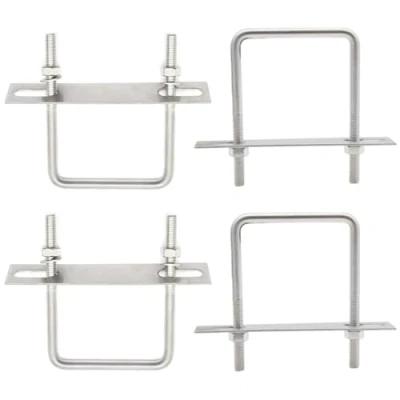 Image of CEEYSEE 4 Set U Bolt M6 Square 75x110mm Stainless Steel Brackets with Nuts, Washer and Frame Plate Bolts Fastener for Car Industrial Applications (M8 75x110mm)
