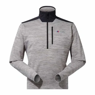 Image of Berghaus Mens Thraskii Half Zip Fleece Top in Grey black Size Large