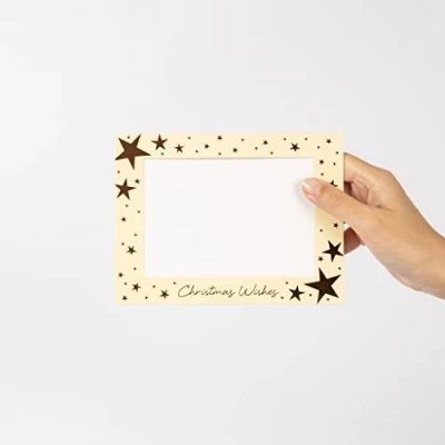 Image of Christmas Photo Frame Cards &amp; Envelopes 6 x Personalised Any Family Picture (Rose Gold)