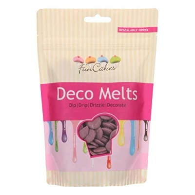 Image of FunCakes Deco Melts Purple Dip, Drip, Drizzle and Decorate Melt in The Microwave Pour Every Shape Make Candy, Drip Cakes, Lollipops Cookies Cupcakes AZO Free 250 g
