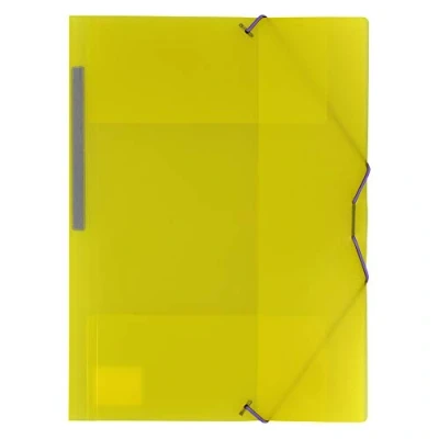 Image of grafoplás 04801260 Plastic Folder with Elastic and 3 Flaps, Color Yellow, Size DIN A4