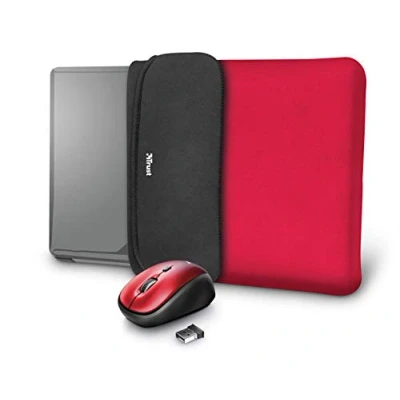 Image of Trust Yvo 2 in 1 Set: Reversible Laptop Sleeve and Wireless Mouse Red