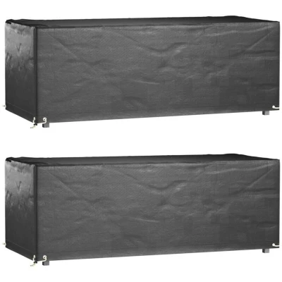 Image of vidaXL Garden Furniture Covers 2 pcs 8 Eyelets 192x82x65 cm Rectangular