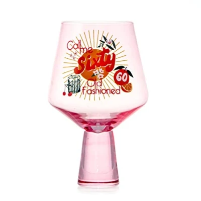 Image of Boxer Gifts 60th Birthday Novelty Cocktail Glass Fun &amp; Colourful Party Gift for Her…