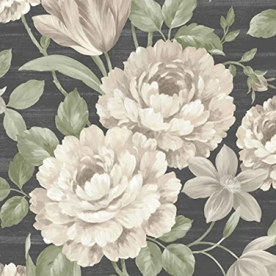 Image of Fayre Floral Wallpaper Cream/Black Muriva 194302