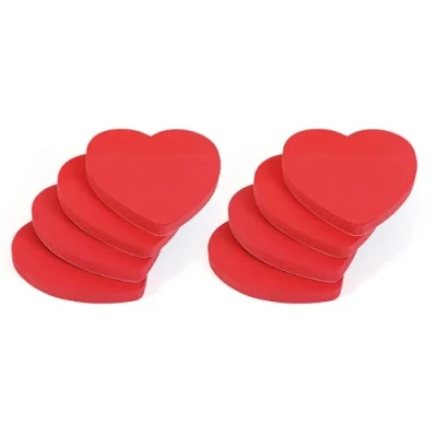 Image of Evergreen Goods Heart Shaped Sticky Post Notes Removable Adhesive Assorted Colours (Yellow, Pink, Blue, Green) 100 Sheets per pad 76x76mm (3&quot;x3&quot;) (8 Pads, Red Hearts)