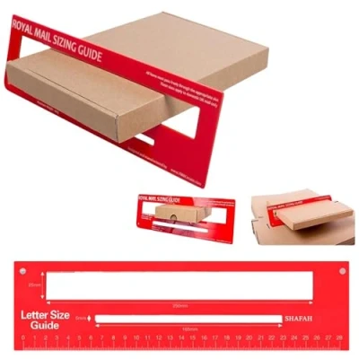 Image of SHAFAH Mail PPI Letter Size Guide Ruler Post Office Postal Price Postage in Red