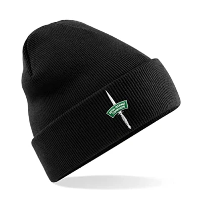 Image of PSave Royal Marines Commando Dagger Mens Premium Embroidered Beanie Hat, Bob Hat British Army Military (Black)