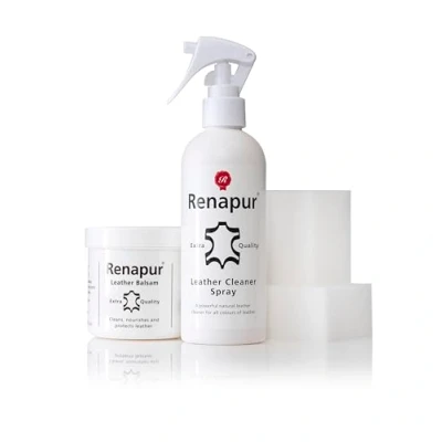 Image of Renapur Spray Clean &amp; Condition Kit (200ml) Leather Balm, (250ml) Cleaner 4 Applicators