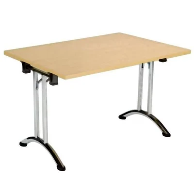 Image of Allegro Folding Table 1400x800 Chrome/Grey Oak top Ref OUFT1480CRGO
