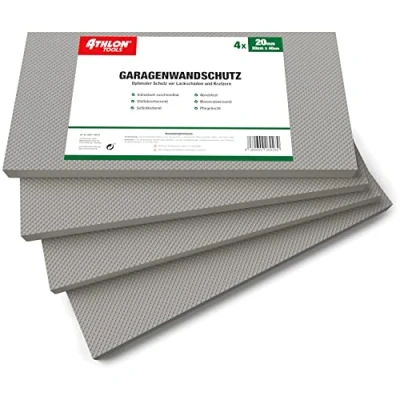 Image of ATHLON TOOLS 4x MaxProtect Garage Wall Protector, 3/4&#039;&#039; Thick, Each 15 x 7 7/8&#039;&#039;, Impact Protection, Foam Car Door Edge Self Adhesive, Water Resistant (Grey)