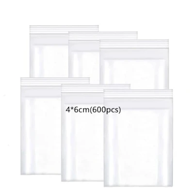 Image of Zip Lock bags Resealable Plastic 4X6cm Grip Seal Small Suitable for Kitchen Assortment Biscuits Nuts Jewelry Packaging Sealed Storage Pouches Mini 100μm 600pcs