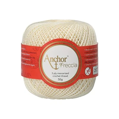 Image of Anchor Crochet Yarn, Cotton, 06650 White, 6,6cm x