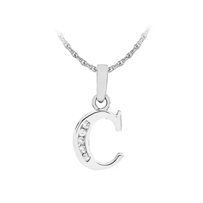 Image of Carissima Gold Women&#039;s 9 ct White Cubic Zirconia Initial S Pendant on 0.8 mm Prince of Wales Chain Necklace Length 46 cm/18 Inch
