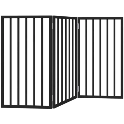 Image of vidaXL Dog Gate Foldable 3 Panels Black 150 cm Poplar Wood