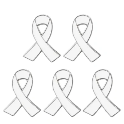 Image of xbiez 5 Pieces Ribbon Brooch Pin Breast Cancers Awareness Quality Alloy Material Corsage Pins Enamel Lapel